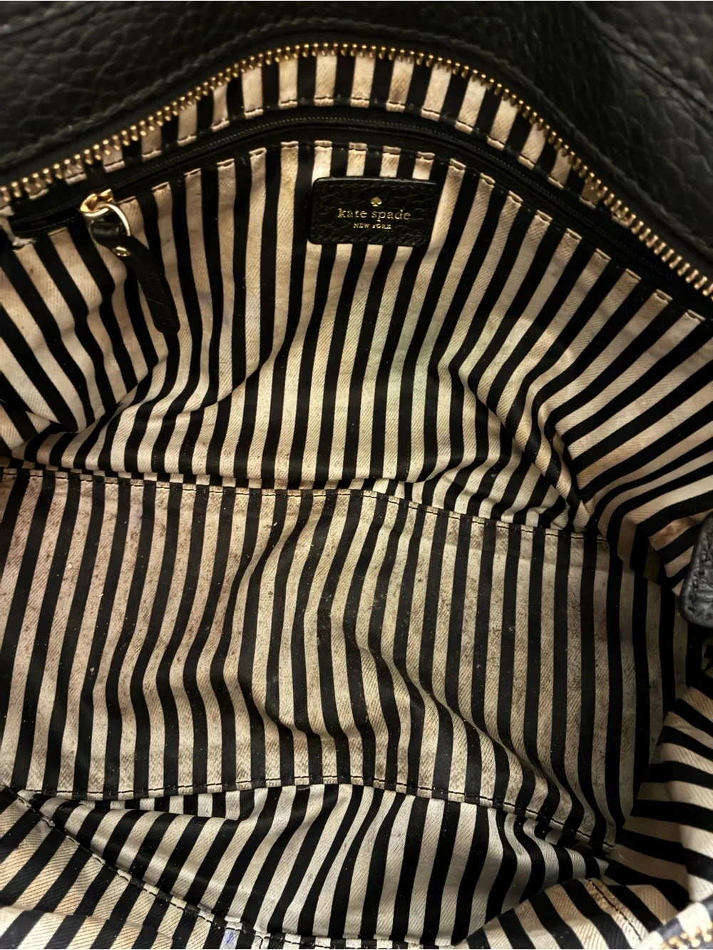 kate spade Black Pebbled Leather Tote with Tassel